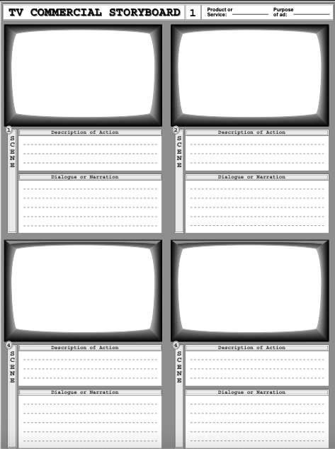 3D TV Commercial Storyboard Template